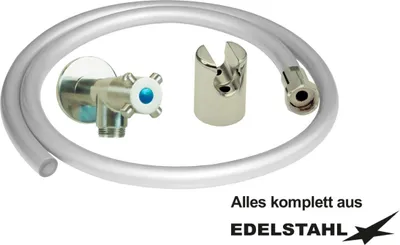 Produktbild von Kneipp-Schlauch Silber 2,0 m offener Vollstrahlschlauch mit Wandhalter + Wandventil DN20 (3/4")