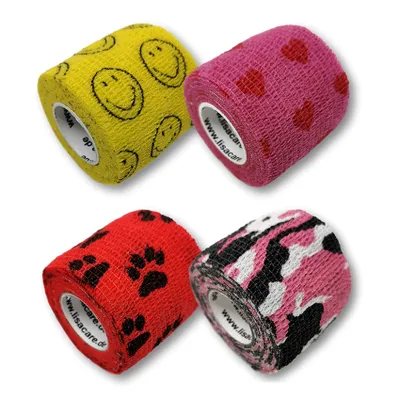 Produktbild von LisaCare Kinderpflaster - Selbstklebender Pflasterverband - 5cm x 4,5m - Kindermotive - 4er Set kohäsive Bandage