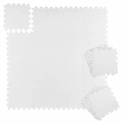 Image de Tapis de protection Relaxdays, 30 x 30 cm, lot de 24, tapis de sol, équipement de fitness et de sport, 2,16 m², isolation phonique et protection contre les bruits de pas, blanc