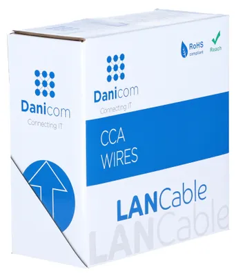 Produktbild von CAT5e Outdoor Netzwerkkabel, U/UTP, AWG 26/1 (Flexibel), 100 Meter, Schwarz, CCA