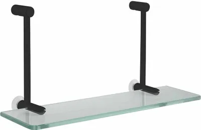 Zdjęcie produktu dla Szklana półka wisząca do kabin prysznicowych, 400x180x125 mm, czarny matowy