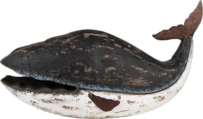 Obrázek produktu pro Clayre & Eef dekorativní figurka velryba 23 cm černá bílá dřevo