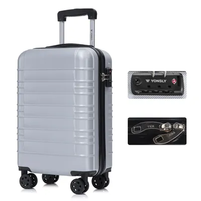 Produktbild von yonsly Premium Reisekoffer TSA-Schloss,YKK-Reißverschluss Hartschalen-Koffer Trolley Kabinenkoffer Rollkoffer Suitcase Handgepäck (Silber, M)