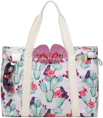 Produktbild von Famanu Shopper große Strandtasche mit Reißverschluss - Cactus, XXL