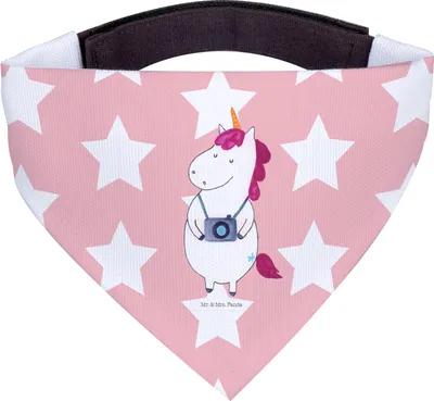 Produktbild von Mr. & Mrs. Panda Dreieckstuch Einhorn Fotograf - Rot Pastell - Geschenk, Bandana, Hunde Hals Tuch, Fotografie, Hundehalstuch, Halstuch für Hund, Urlaub, Weltreise, Kamera