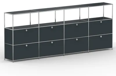 Produktbild von Hochschrank, 4 offene Fächer, 8 Klappen, Breite 302 cm, Anthrazit