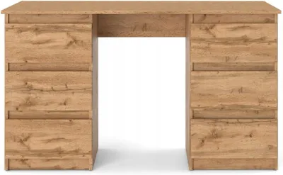 Produktbild von VBChome Schreibtisch 120x50x75 cm Eiche Wotan Bürotisch mit 6 Schubladen Computertisch PC-Tisch Arbeitstisch Laptoptisch Home Office Schreibtisch