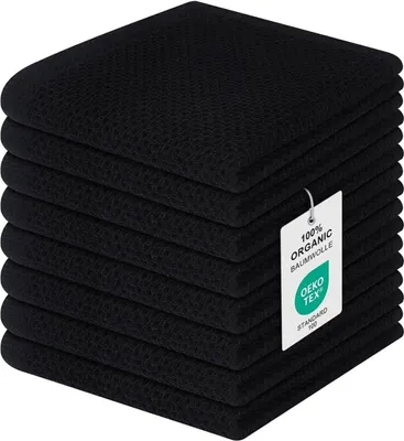 Produktbild von Geschirrtücher 100% Baumwolle 8er Set Schwarz 30x30 cm weich saugfähig