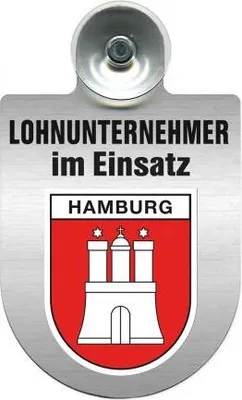 Produktbild von Einsatzschild mit Saugnapf - Lohnunternehmer im Einsatz - incl. Regionenwappen 393824 Color - Region Hamburg
