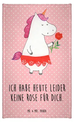 Produktbild von Mr. & Mrs. Panda Handtuch Einhorn Dame - Rot Pastell - Geschenk, Gäste-WC, Lady, Bachelor, Klein, Baumwollhandtuch, Mini-Handtuch, Einhörner, Frau, Unicorn, Trennung