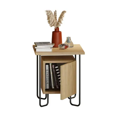 Image de DECORTIE Acres Table de chevet contemporaine en chêne Meuble de chambre à coucher 40 x 40 x 45 cm