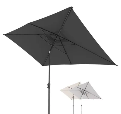 Zdjęcie produktu dla Parasol prostokątna - Pochylana - Z korbą - 300 x 200 cm - Ciemnoszara