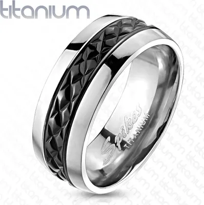 Produktbild von Ring Schwarz Silber Herren aus Titan 67 (21.3 mm Ø)