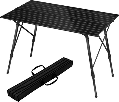 Produktbild von Aluminium-Campingtisch - Klappbarer Outdoor-Tisch - 120 x 68,5 cm - Höhenverstellbar 59–78,5 cm - Für 4 Personen - Rechteckig - Schwarz
