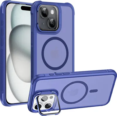 Immagine prodotto di Cover protettiva per la custodia dell'iPhone 15, compatibile con il supporto in vetro di protezione della fotocamera pieghevole MagSafe