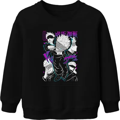 Produktbild von Satoru Gojo Jujutsu Kaisen Anime Manga Augenbinde Geschenk cool Uni Kinder Sweatshirt Pullover, Schwarz, 116