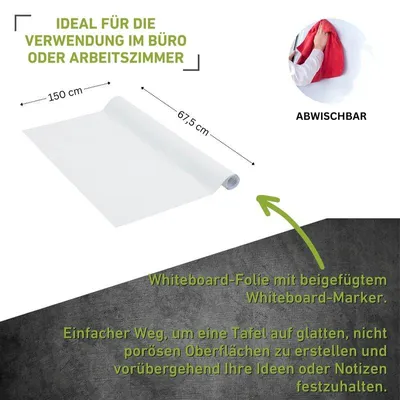 Produktbild von Whiteboard Folie 67,5x150cm selbstklebend, wiederverwendbar, repositionierbar