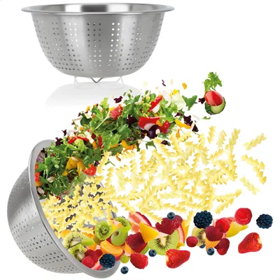 Produktbild von com-four® 2x Küchensieb aus Edelstahl - klassisches Nudelsieb - Durchschlag