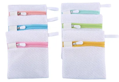 6 Mini-Waschbeutel aus Polyester, Feinwäschebeutel mit Reißverschluss