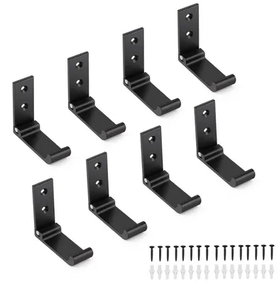 Produktbild von Faltbare Wandhaken 8 Stück Aluminiumlegierung 90° Klapphaken Schwarz