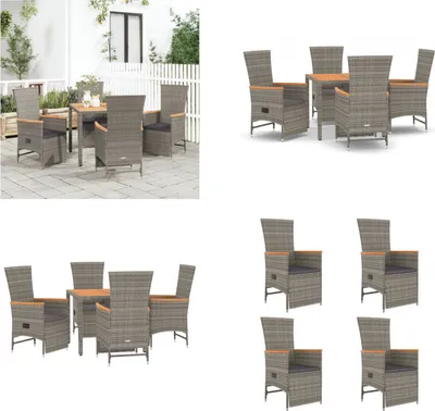 Image de vidaXL 5 pcs. Salon de jardin avec coussins Gris Poly Rotin - Salon de jardin - Salon de jardin - Salon Terrasse