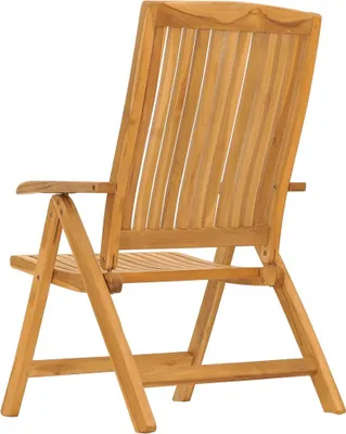 Produktbild von vidaXL 8-teiliges Set aus massivem Teakholz mit verstellbaren Klappstühlen und Kissen