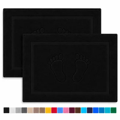 Produktbild von Komfortec Badvorleger 50x80 cm, 2er Set, 100% Baumwolle, 800 g/m², Schwarz