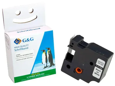 Zdjęcie produktu dla G&G Schriftband 12mm x 7m sw-ws Komp. m. Dymo D1/ 45013/ S072053