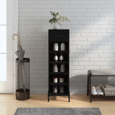 Produktbild von vidaXL Schuhschrank Schwarz 30x35x105 cm Holzwerkstoff - Schuhschrank - Schuhschränke - Schuhaufbewahrung - Schuhorganizer