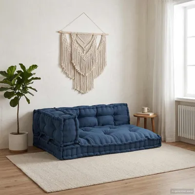 Produktbild von vidaXL Pallet Sofa Kissen 3 stk. Stoff Indigo 120 x 80 x 38 cm