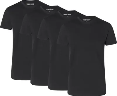 Produktbild von CAMP DAVID Herren T-Shirts, 4er Pack - Crew Neck T-Shirt 4P, Baumwolle Stretch Schwarz 2XL