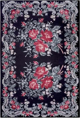 Zdjęcie produktu dla Czarny dywan w kwiaty, róże Nouristan 160x230 cm