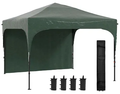 Obrázok produktu pre Skladací stan, 3x3 m, výškovo nastaviteľný, bočná stena, zelený