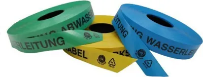 Produktbild von KELMAPLAST Trassen-Warnband 250 m AchtungAbwasserleitung aus mind. 80% Regranulat Blauer
