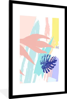 Produktbild von MuchoWow® Gerahmtes Poster Sommer - Strand - Rosa 60x90 cm - Poster mit Schwarzem Bilderrahmen Wandposter Rahmen Foto Bilder - Dekoration - Wandposter Wohnzimmer - Hochwertig