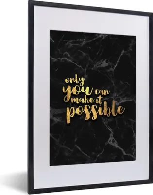 Produktbild von MuchoWow® Gerahmtes Poster Zitat - Motivation - Marmor - Gold 30x40 cm - Poster mit Schwarzem Bilderrahmen Wandposter Rahmen Foto Bilder - Wandposter Schlafzimmer