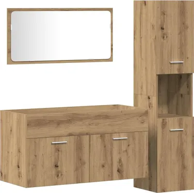 Immagine prodotto di vidaXL Set di mobili da bagno a 3 pezzi Materiale artigianale a base di legno di quercia