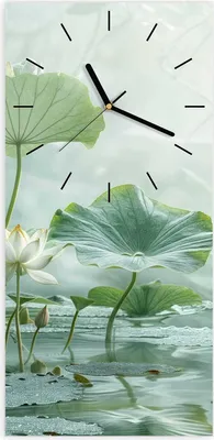 Produktbild von Wanduhr aus Glas mit Motiv Lotusteich- 30 x 60 cm - inkl. Aufhängesystem