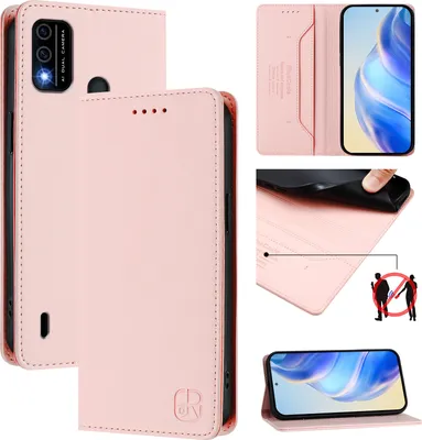 Immagine prodotto di Custodia in pelle per itel A48, flip case con slot per carte, portafoglio e supporto Rosa