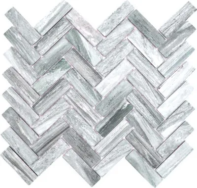 Produktbild von Mosaik Fliese Keramik Fischgrät Steinoptik grau Duschrückwand Fliesenspiegel MOS24-SO32