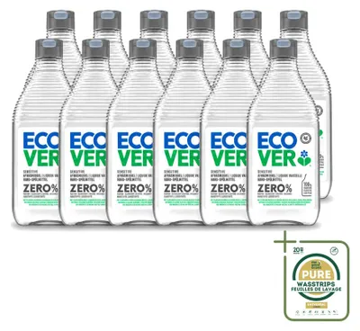 Produktbild von 12 x Ecover Spülmittel ZERO - Parfumfrei - 450 ml - Vorratspackung - 12 Stücke