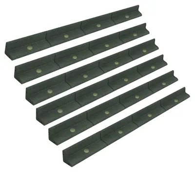 Image de Bordure de pelouse flexible, 7,2 m de long, lot de 6 x 1,2 m, verte, pour délimiter le jardin, les allées, les bordures de chemin, les potagers, les parterres de fleurs et les plates-bandes surélevées. Caoutchouc résistant aux UV, avec piquets en plastique pour fixation dans la pelouse.