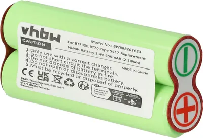 Zdjęcie produktu dla Akumulator vhbw kompatybilny z golarkami Braun Series 7, BT70, BT7050, BT5090, CruZer 6 (950 mAh, 2,4 V, NiMH)