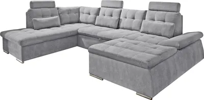Produktbild von Wohnlandschaft >NALO< Schlaffunktion, Kopfstützen, Bezug stone - 324x103x219 (BxHxT)