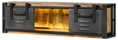 Immagine prodotto di MASSIVMOEBEL24 | Mensola in legno di Mango / Legno riciclato 130x25x35 Laccato naturale / ferro grigio BLACKBURN LUX #560