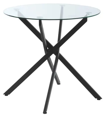 Produktbild von Moderner Glas-Esstisch, 80 cm Durchmesser, Küchentisch mit gehärteter Glasplatte und Metallbeinen, für 4 Personen
