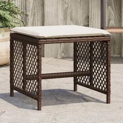Produktbild von Möbel Gartenhocker mit Kissen 4 Stk. Braun 41x41x36 cm Poly Rattan - Gartenhocker 365051