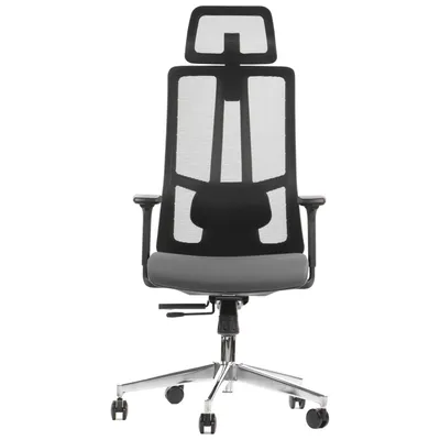 Produktbild von Drehbarer ergonomischer Bürostuhl AKCENT/M, verchromtes Gestell, verstellbare Armlehnen, verschiebbarer Sitz (vorne-hinten), Schwarz/Grau