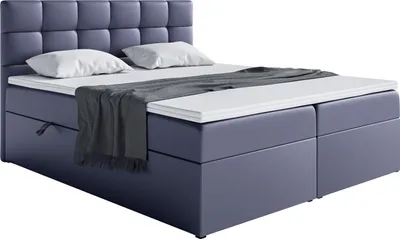 Produktbild von MEBLINI Boxspringbett mit Bettkasten - Gepolstert Doppelbett mit Matratze und Topper - Polsterbett mit Stauraum - Bett mit Kopfteil - Stauraumbett - TAPO 2 - 120x200 - H3/Dunkelgrau Kunstleder