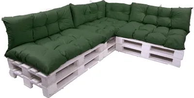 Image de Ensemble de coussins en palette 7 | coussin 120x50 + coussin de dossier 120x40cm | coussins en palette | ensemble de coussins en palette pour l'extérieur | coussin en palette vert